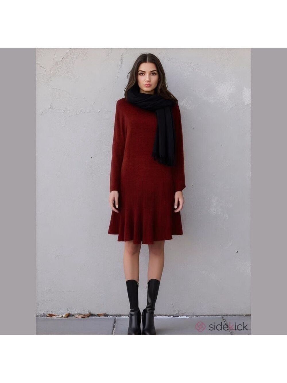 LUSH Women's Dress Long Sleeve Open Back Wine Stretch